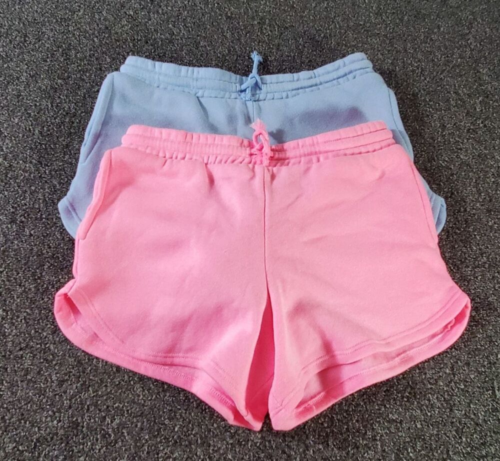 Art Class Fleece Shorts Girls M Lot of 2 Pink & Blue Athletic Pockets Drawstring